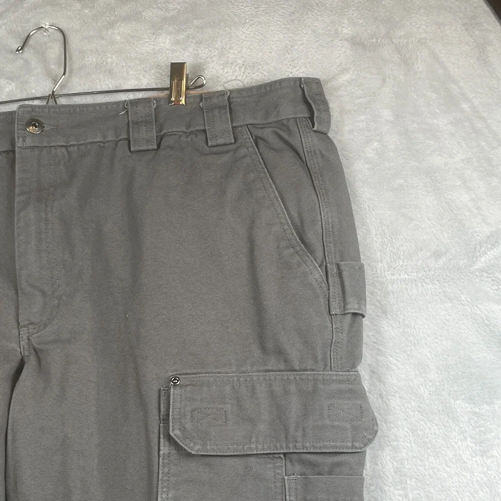 Duluth Trading Heavy Canvas Cargo Pants Mens 46x30 Gray Relaxed Fit Work -- 2